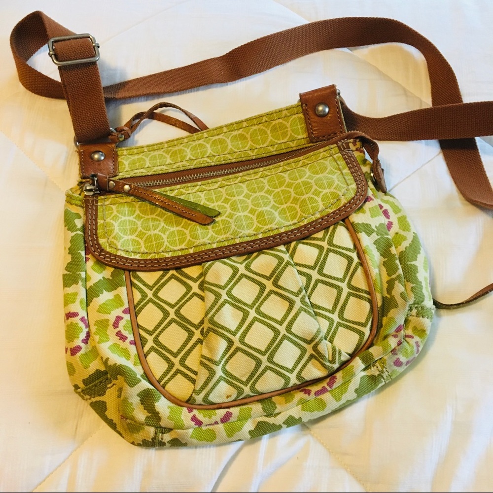 Green fossil crossbody bag